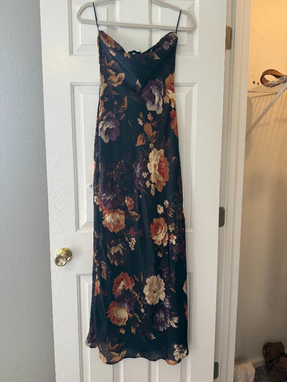 Black Floral Strapless Dress